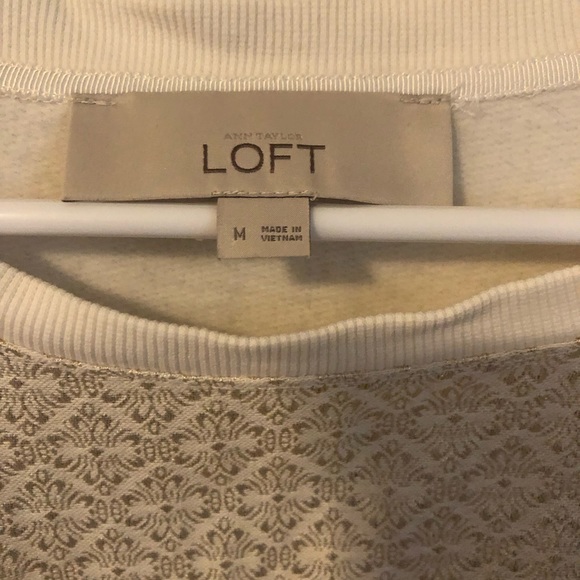 Ann Taylor LOFT Cream and Gold Sweatshirt; size M - Picture 3 of 4